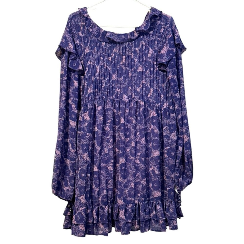 Free people These‎ Dreams Mini Dress Violet Floral Cottagecore Boho Tunic M